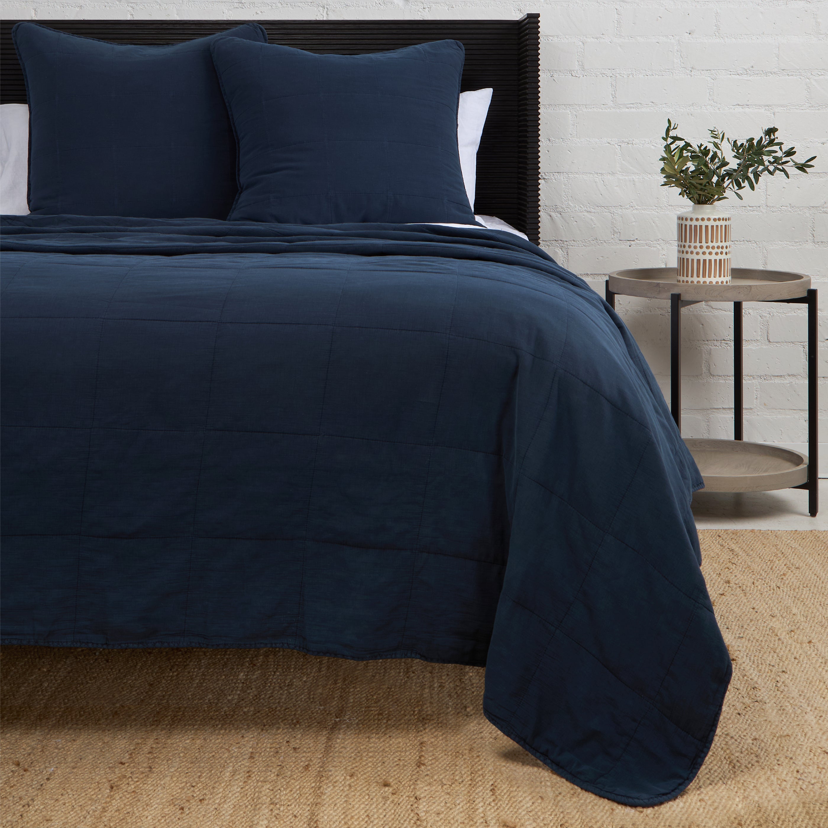 Antwerp Coverlet-Queen-Navy-Pom Pom at Home