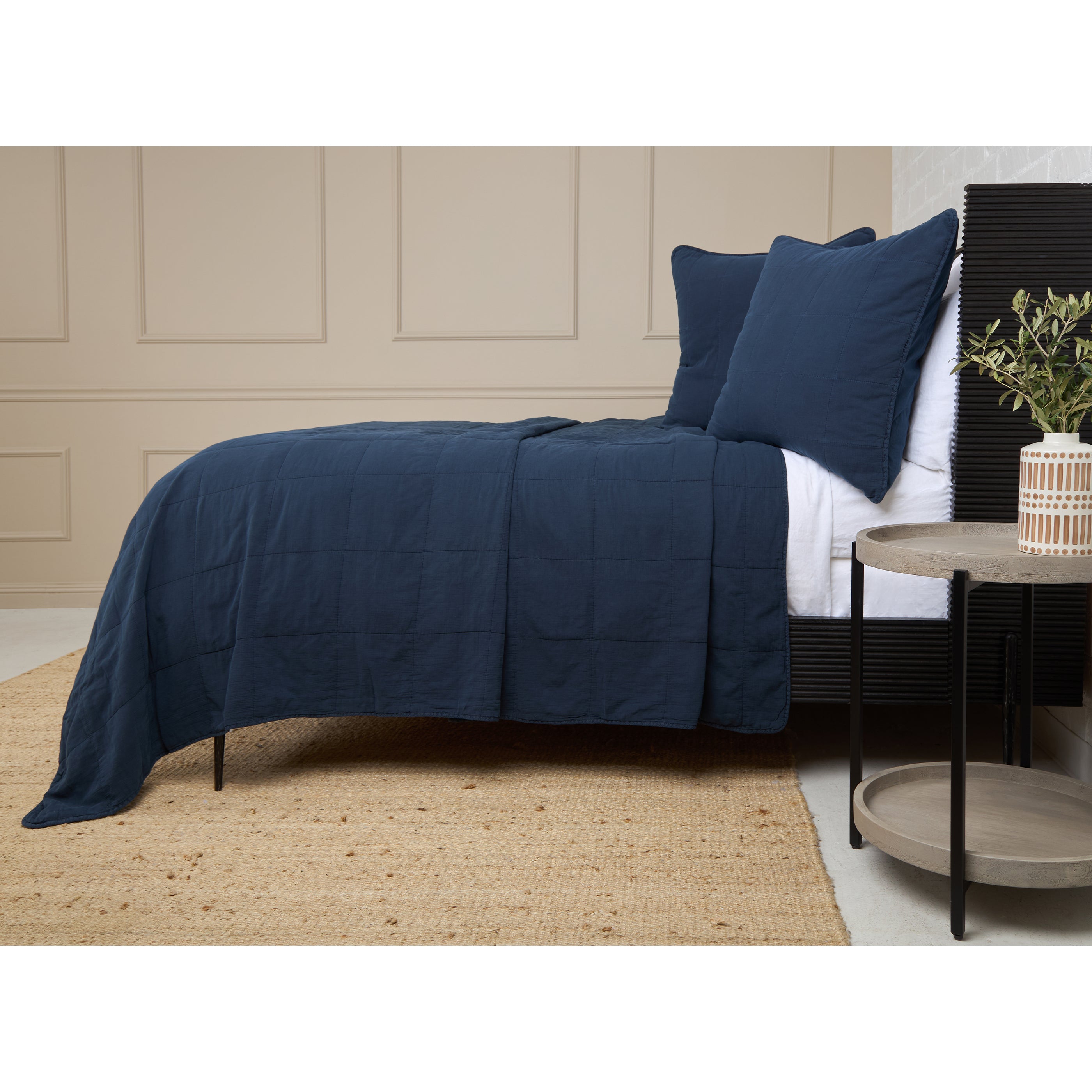 Antwerp Coverlet-28x28 Large Euro-Navy-Pom Pom at Home