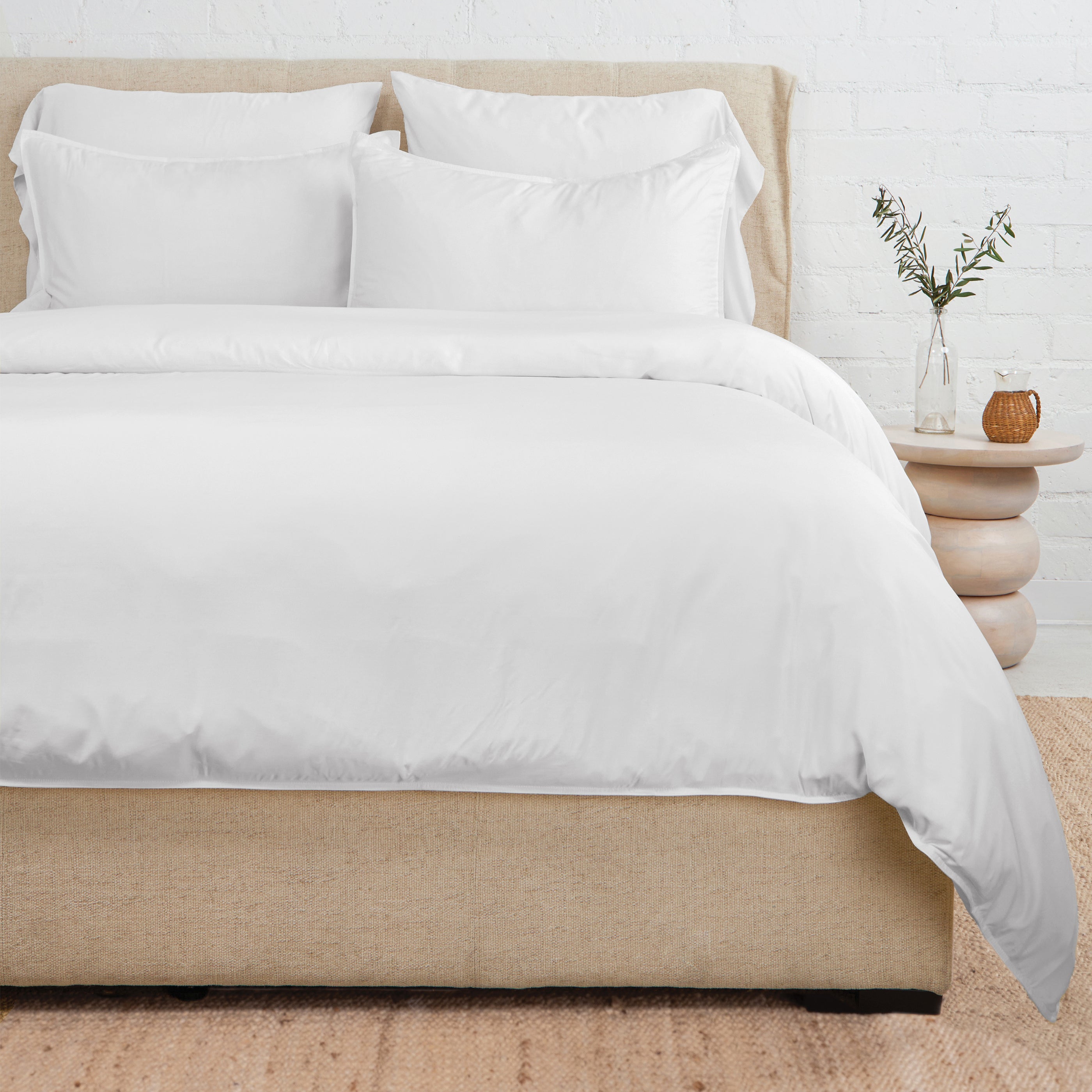 Parker Bamboo Sateen Duvet Set-Twin-White-Pom Pom at Home