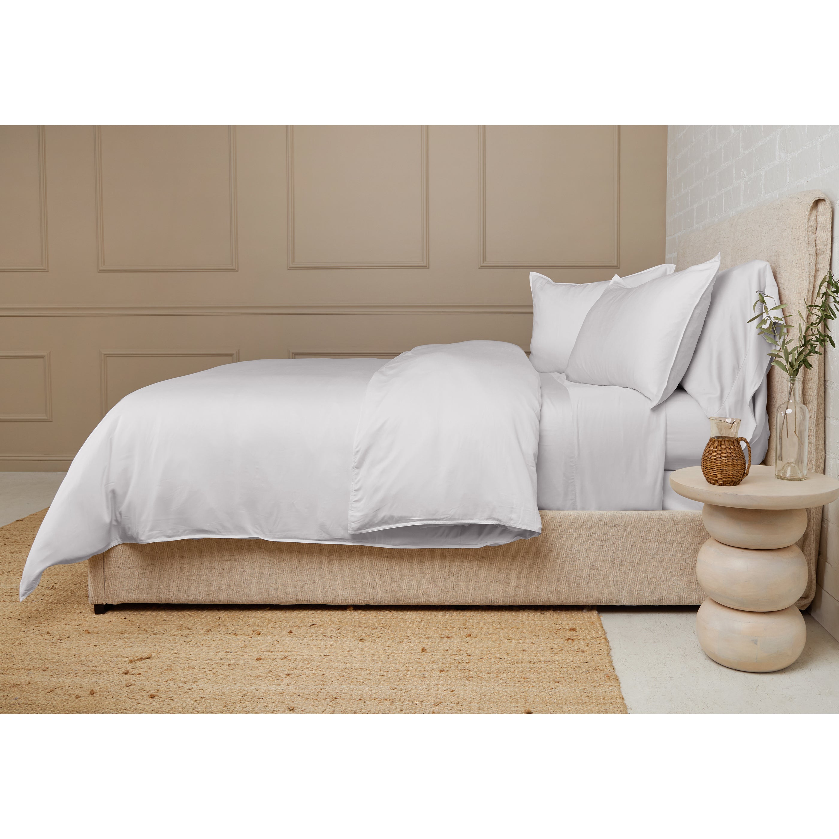 Parker Bamboo Sateen Duvet Set-Queen-White-Pom Pom at Home