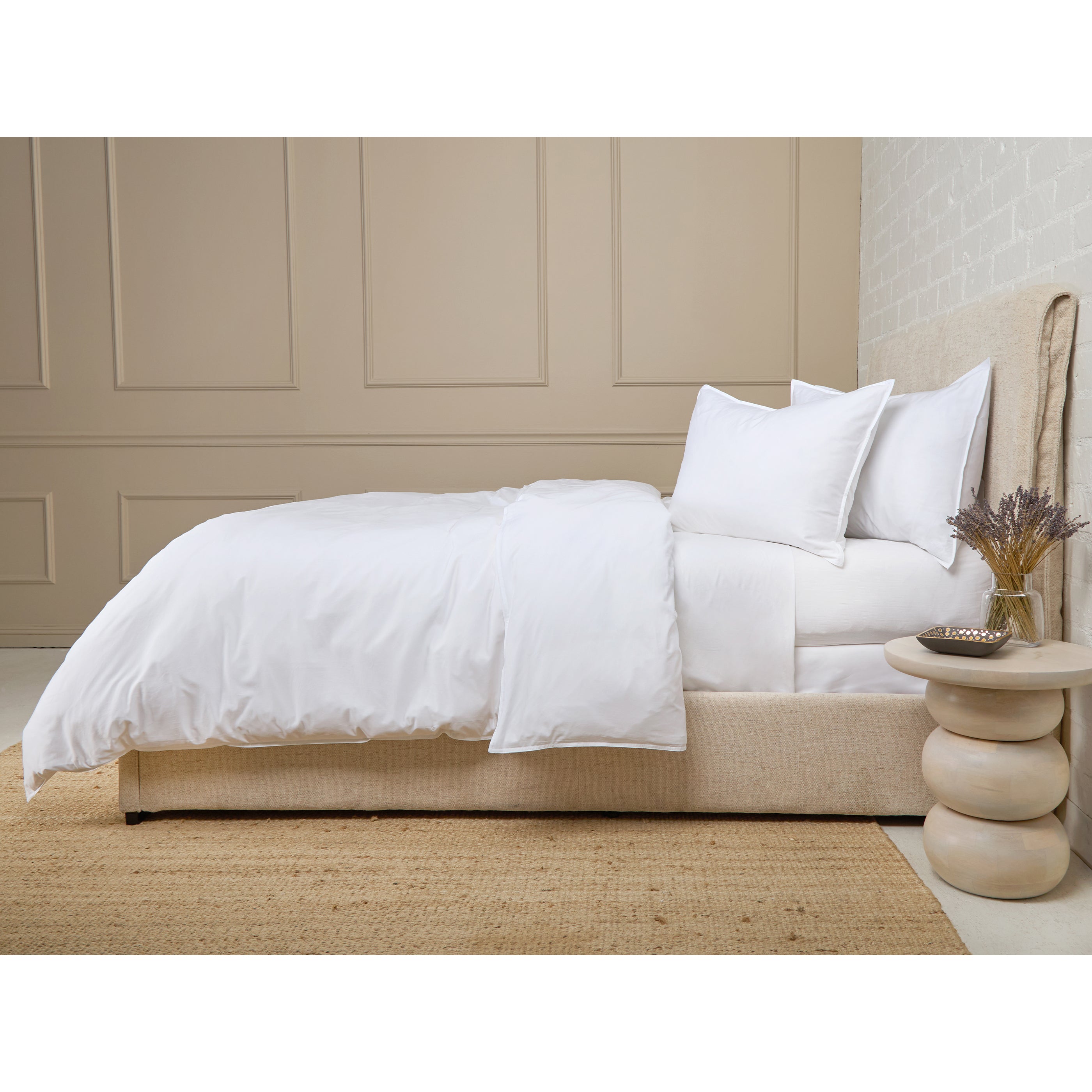 Parker Cotton Sateen Duvet Set-King-White-Pom Pom at Home