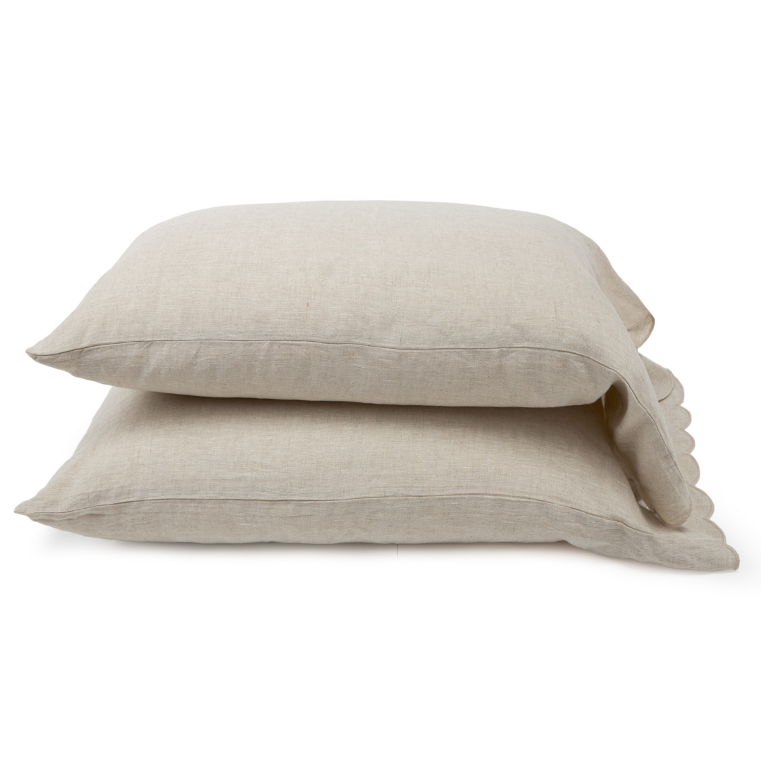 Kelly Linen Sheet Set-Standard Pillowcase (Set Of 2)-Flax/Flax-Pom Pom at Home