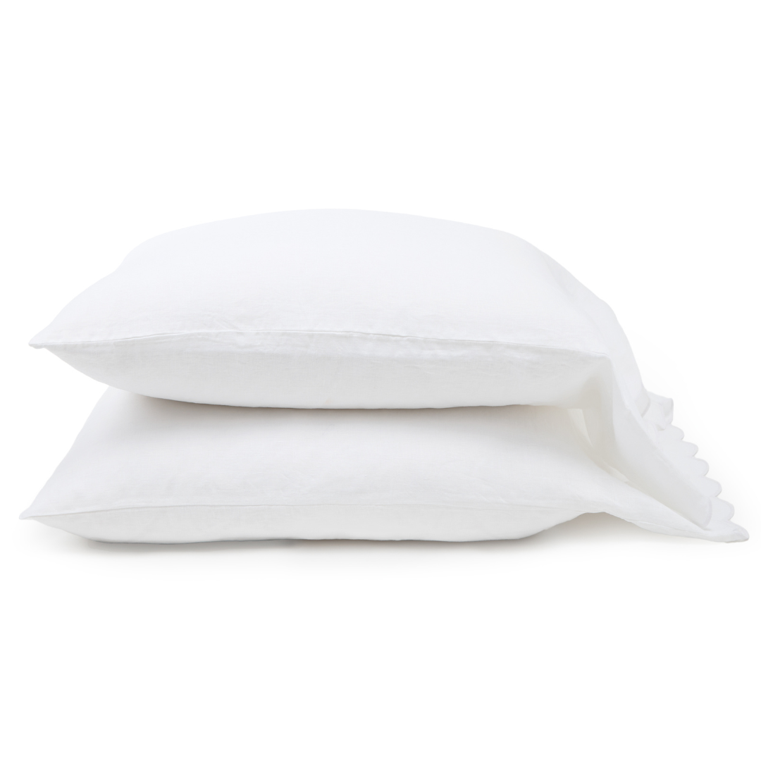 Kelly Linen Sheet Set-Standard Pillowcase (Set Of 2)-White/White-Pom Pom at Home