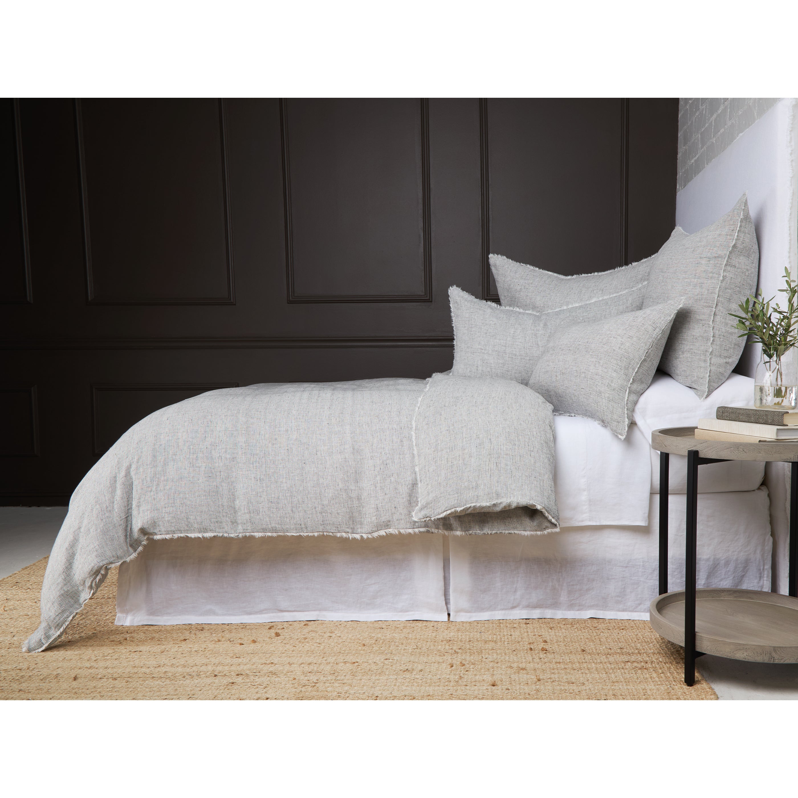 logan - charcoal color - duvet set - pom pom at home