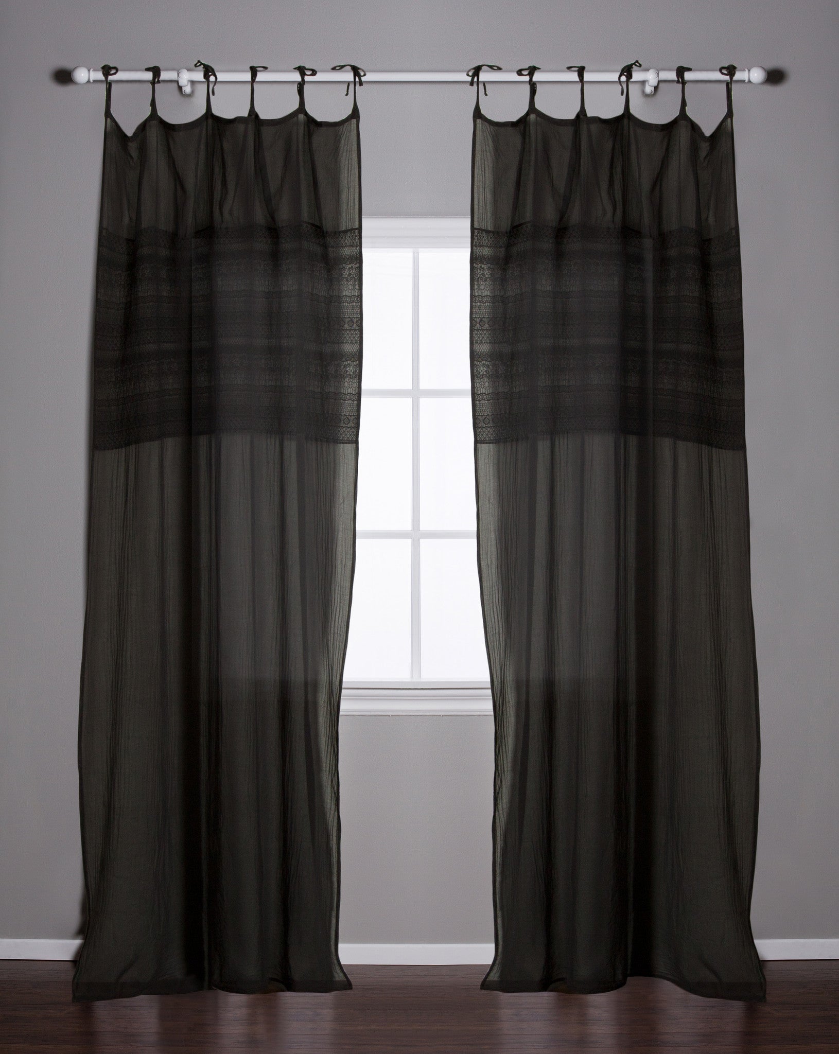 Black pom deals pom curtains